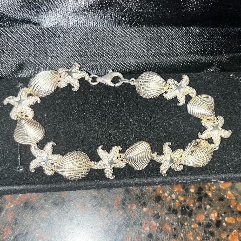 Sterling Bracelet Seashell Solid 925 Silver Link … - image 5